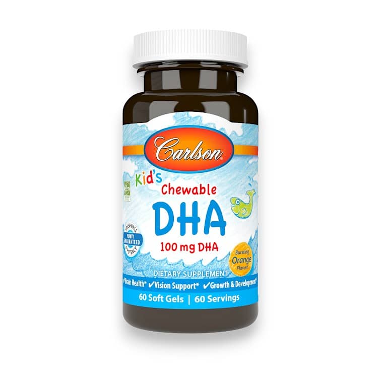 Carlson, Kid's Chewable DHA, Bursting Orange, 100 mg, 60 Soft Gels 1