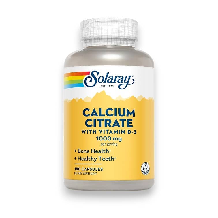 Solaray, Calcium Citrate with Vitamin D-3, 1,000 mg, 180 Capsules (250 mg per Capsule) 1
