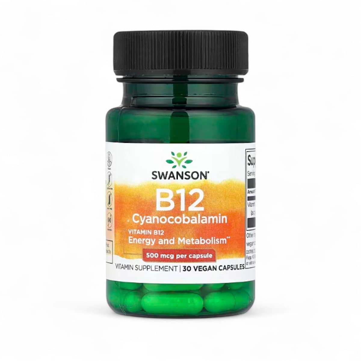 Swanson, Vitamin B12, 500 mcg, 30 Vegan Capsules 1
