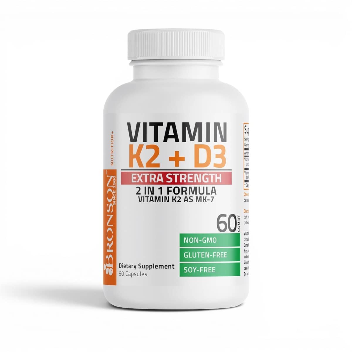 Bronson, D3+K2, Extra Strength, 10,000 IU, 60 Capsules 1