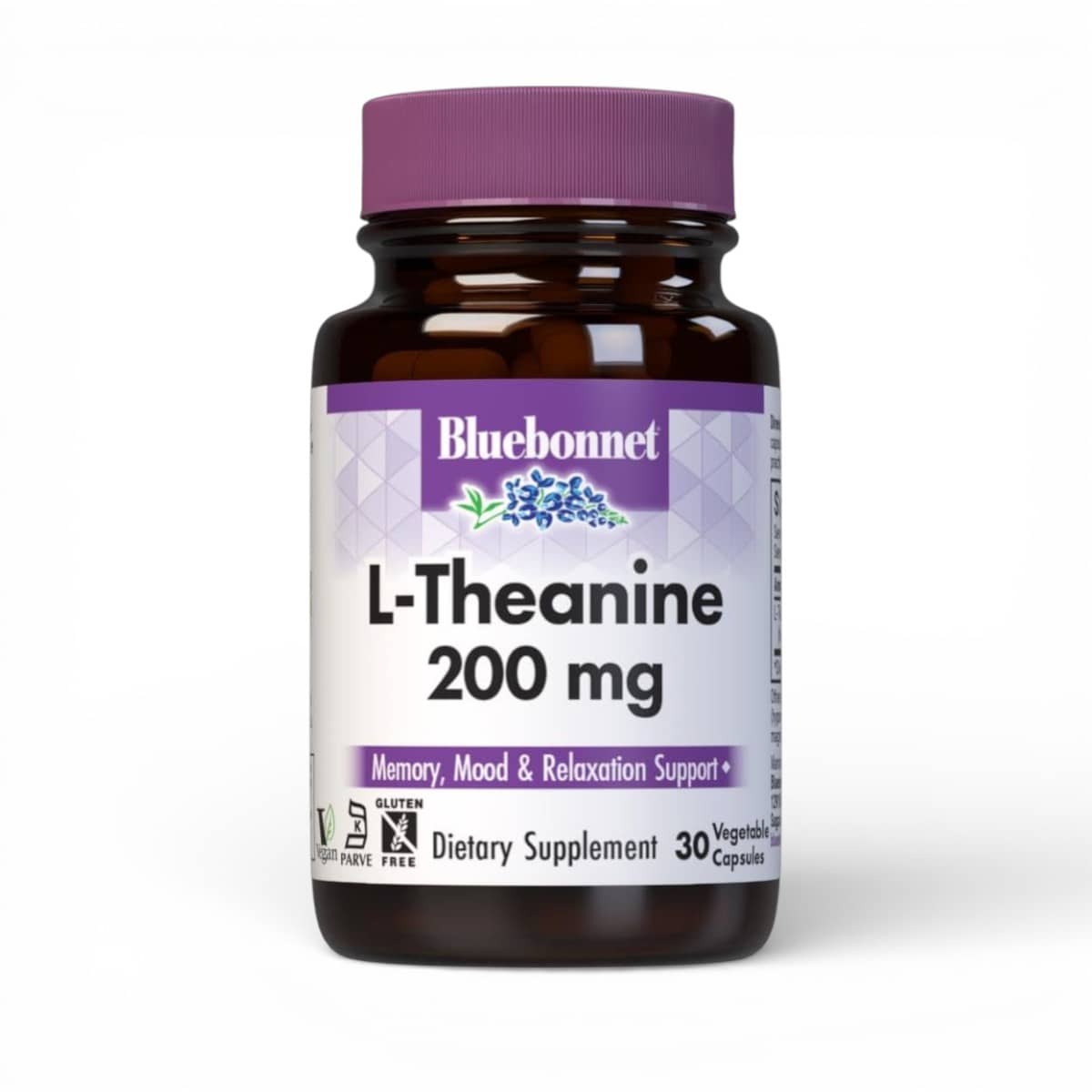 Bluebonnet, L-Theanine 200mg, 30 Veg caps 1