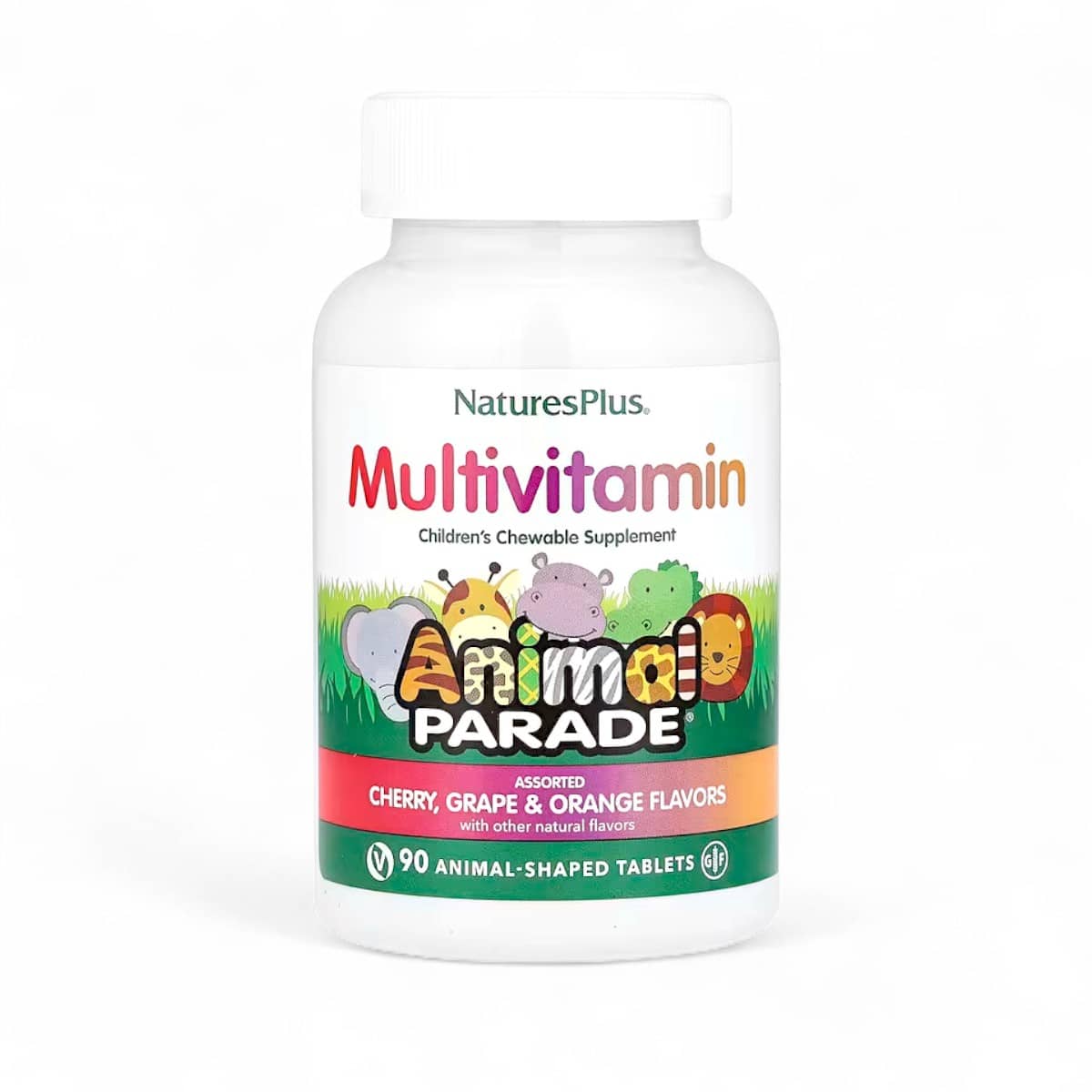 NaturesPlus, Animal Parade®, Children's Chewable Multivitamin, Cherry, Grape & Orange, 90 Animal-Shaped Tablets 1