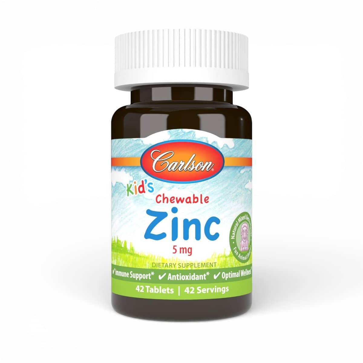 Carlson, Kid's Chewable Zinc, Natural Mixed Berry, 5 mg, 42 Tablets 1