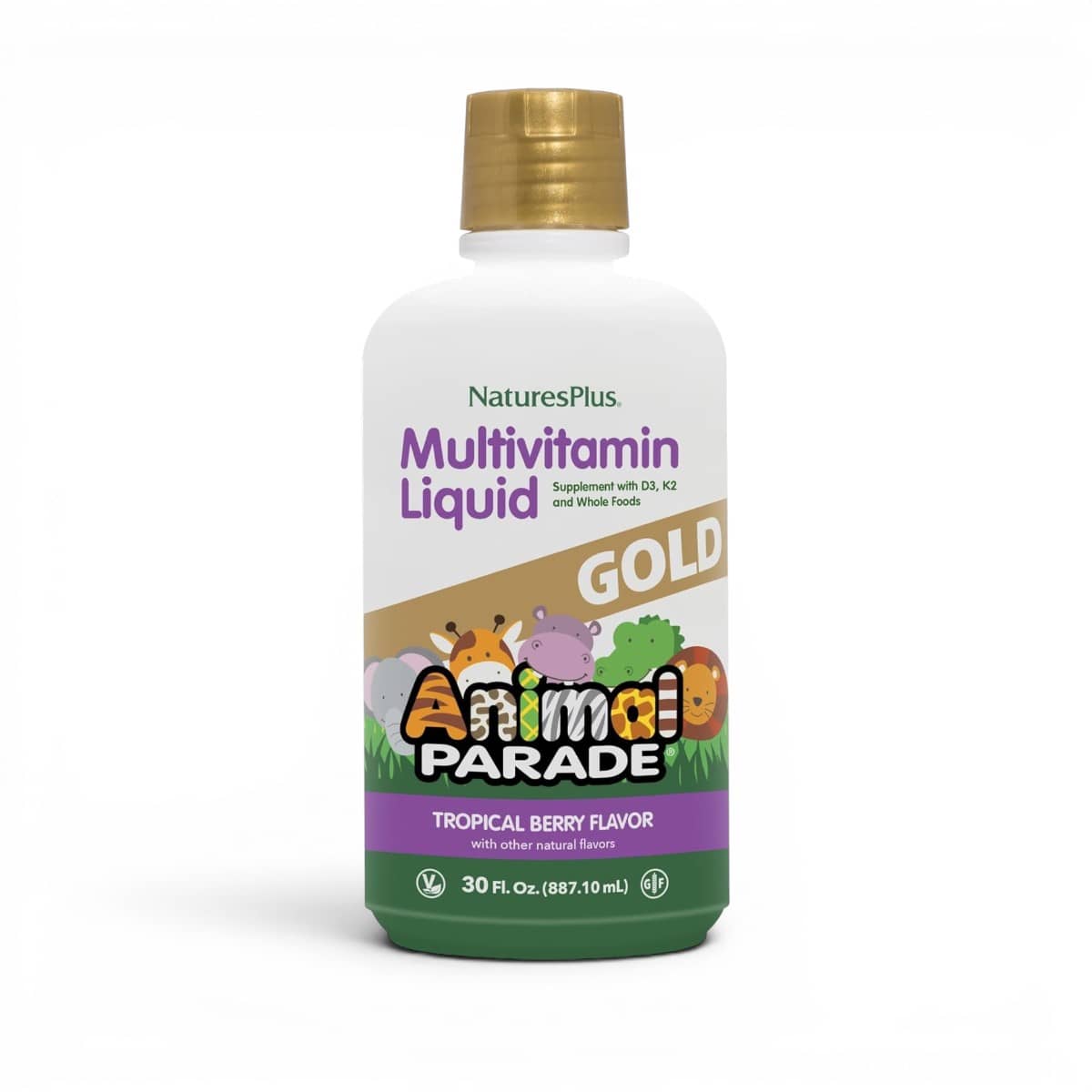 NaturesPlus, Animal Parade® Gold, Multivitamin Liquid, Tropical Berry, 30 fl oz (900 ml) 1