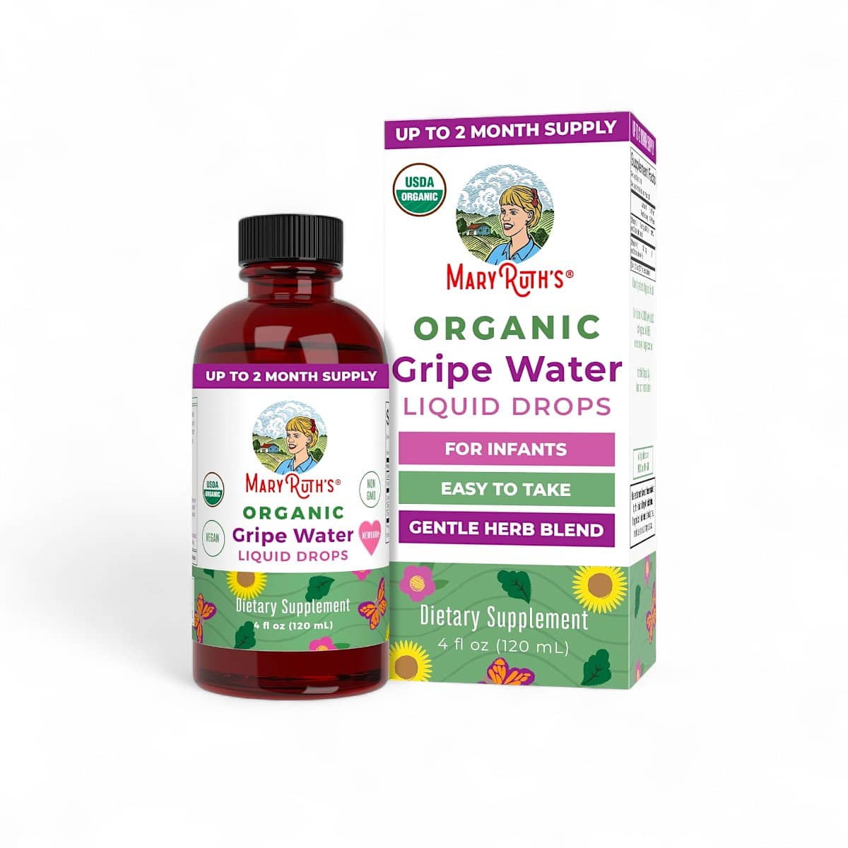 MaryRuth's, Organic Gripe Water Liquid Drops, Newborn+, 4 fl oz (120 ml) 1