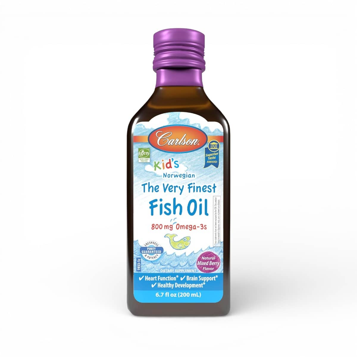 Carlson, Kid's, Norwegian, The Very Finest Fish Oil, Natural Mixed Berry, 800 mg, 6.7 fl oz (200 ml) 1