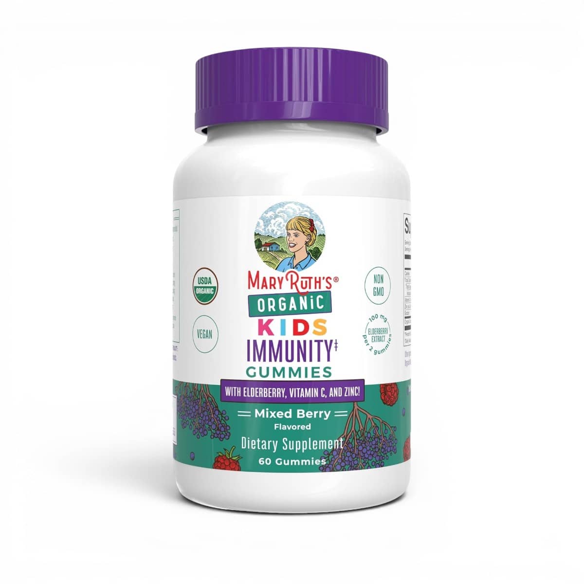 MaryRuth's, Organic Kids Immunity Gummies with Elderberry, Vitamin C, and Zinc, Mixed Berry, 60 Gummies 1