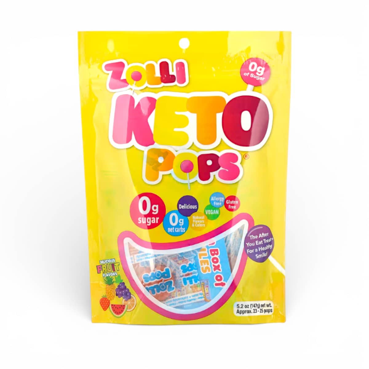 Zollipops, Keto Pops®, Fruit, Approx. 23-25 Pops, 5.2 oz (147 g) 1