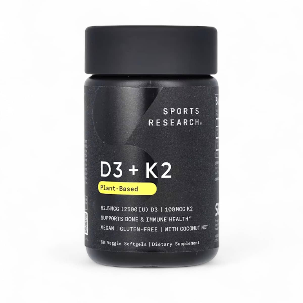 Sports Research, D3 + K2, Plant-Based, 62.5 mcg/100 mcg, 60 Veggie Softgels 1