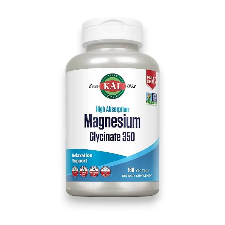 KAL, High Absorption Magnesium Glycinate 350, 160 VegCaps 1
