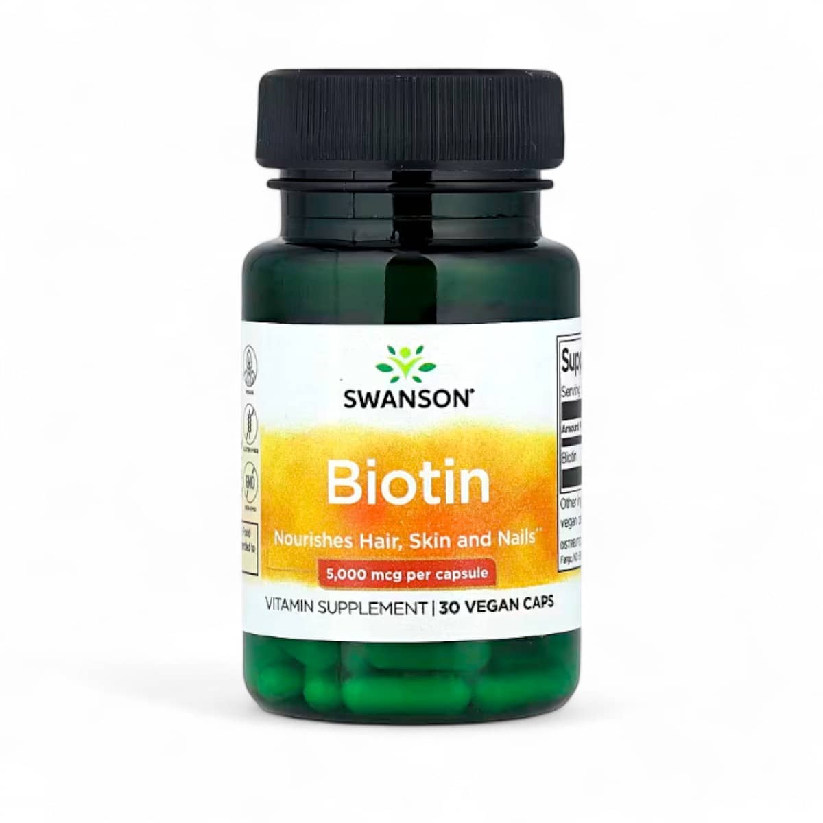 Swanson, Biotin, 5,000 mcg, 30 Vegan Caps 1