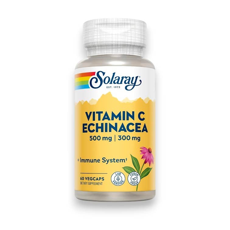Solaray, Vitamin C, Echinacea, 60 VegCaps 1