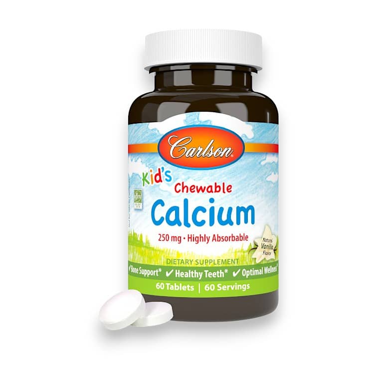 Carlson, Kid's, Chewable Calcium, Natural Vanilla, 250 mg, 60 Tablets 1