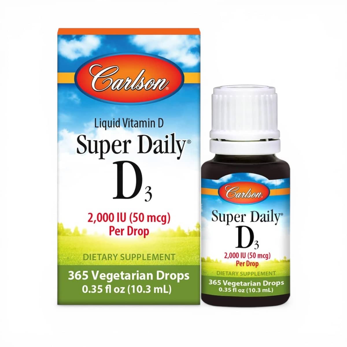 Carlson, Super Daily® D3, 50 mcg (2,000 IU), 0.35 fl oz (10.3 ml) 1