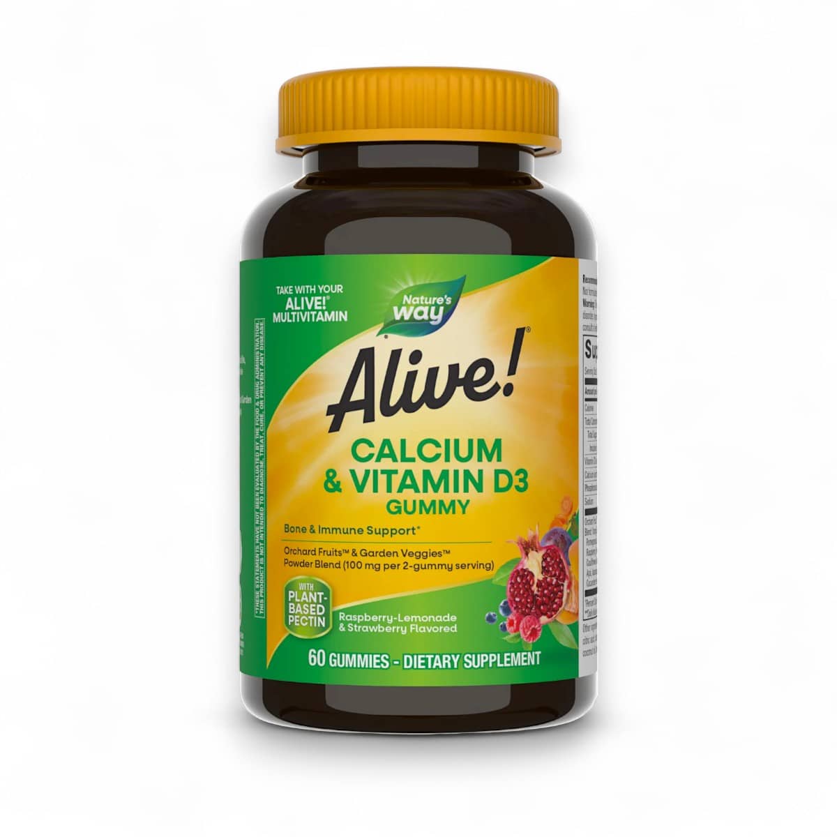 Nature's Way, Alive! Calcium & Vitamin D3 Gummy, Raspberry-Lemonade & Strawberry, 60 Gummies 1