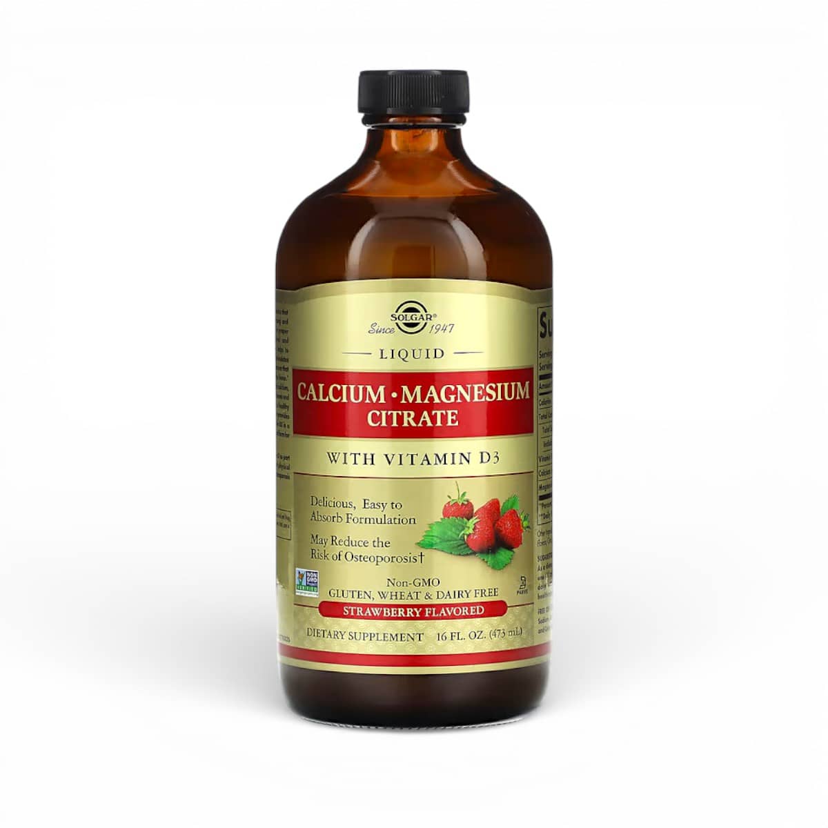 Solgar, Liquid Calcium Magnesium Citrate with Vitamin D3, Strawberry, 16 fl oz (473 ml) 1