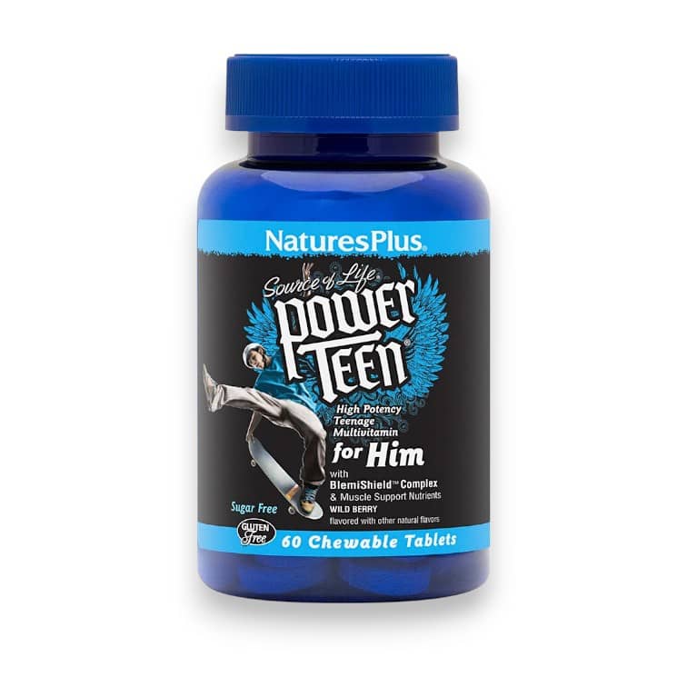 NaturesPlus, Source of Life, Power Teen® for Him, Sugar Free, Wild Berry, 60 Chewable Tablets 1