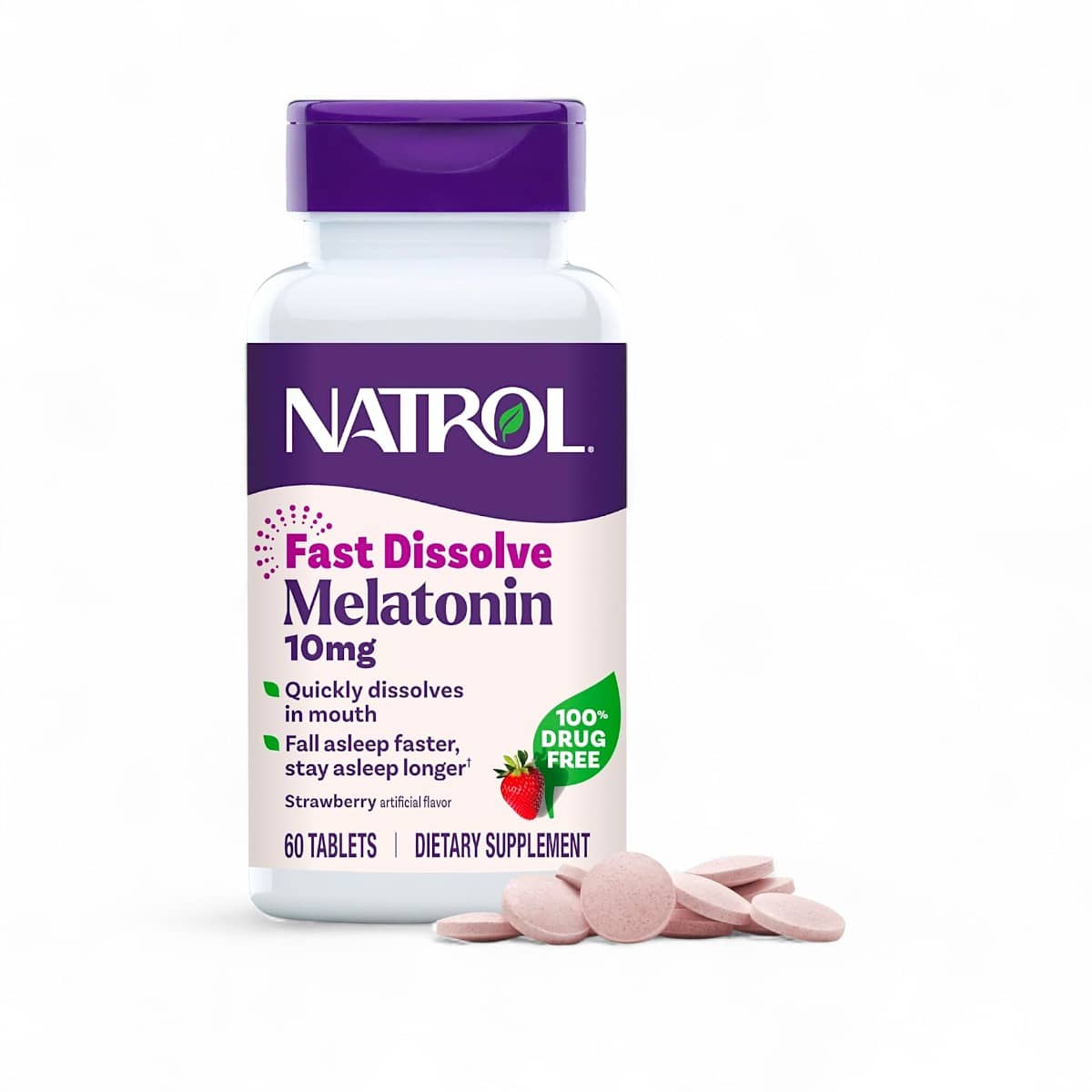 Natrol, Melatonin, Fast Dissolve, Strawberry, 10 mg, 60 Tablets 1