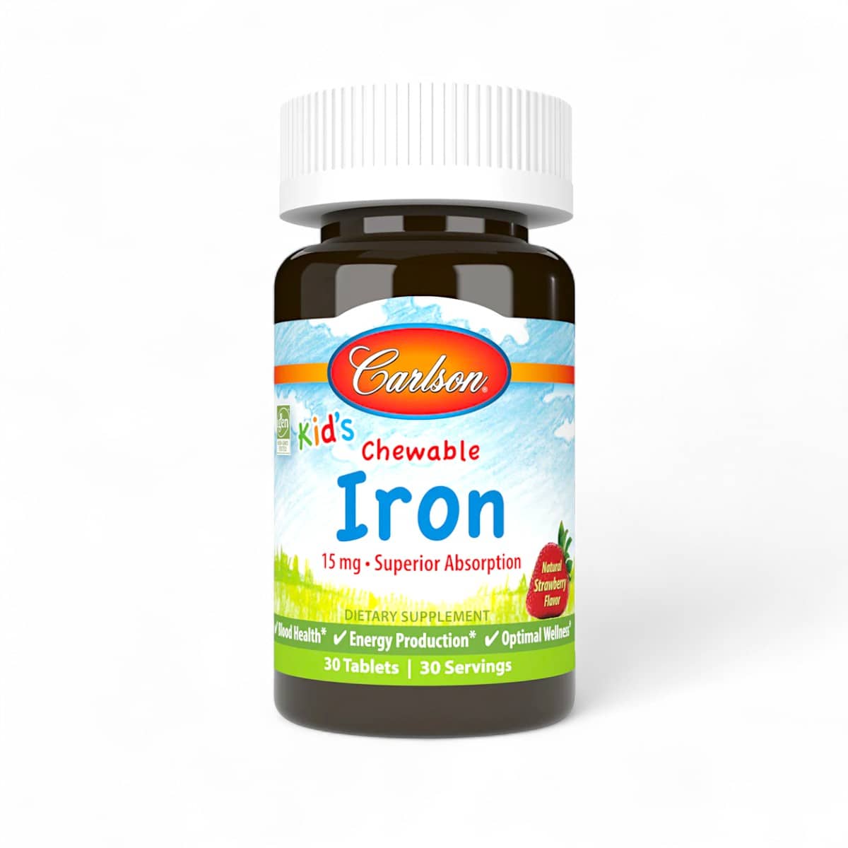 Carlson, Kid's Chewable Iron, Strawberry, 15 mg, 30 Tablets 1