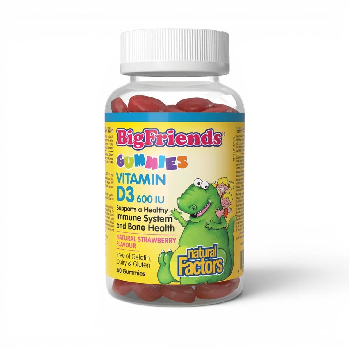 Natural Factors, BigFriends,Vitamin D3 600 IU, 60 Gummies 1