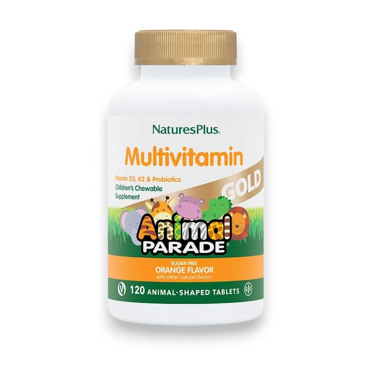 NaturesPlus, Animal Parade® Gold, Children's Chewable Multivitamin, Orange, 120 Animal-Shaped Tablets 1