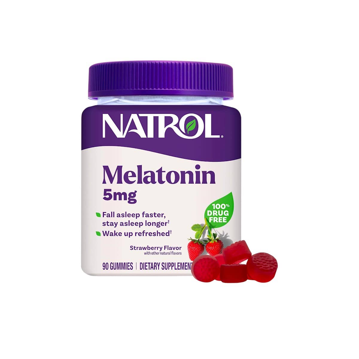 Natrol, Melatonin Gummies, Strawberry, 5 mg, 90 Gummies 1