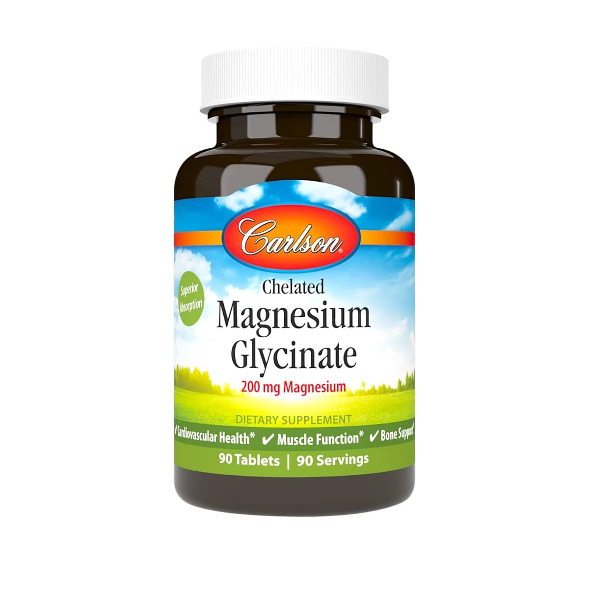 Carlson, Chelated Magnesium Glycinate, 200 mg, 90 Tablets 1