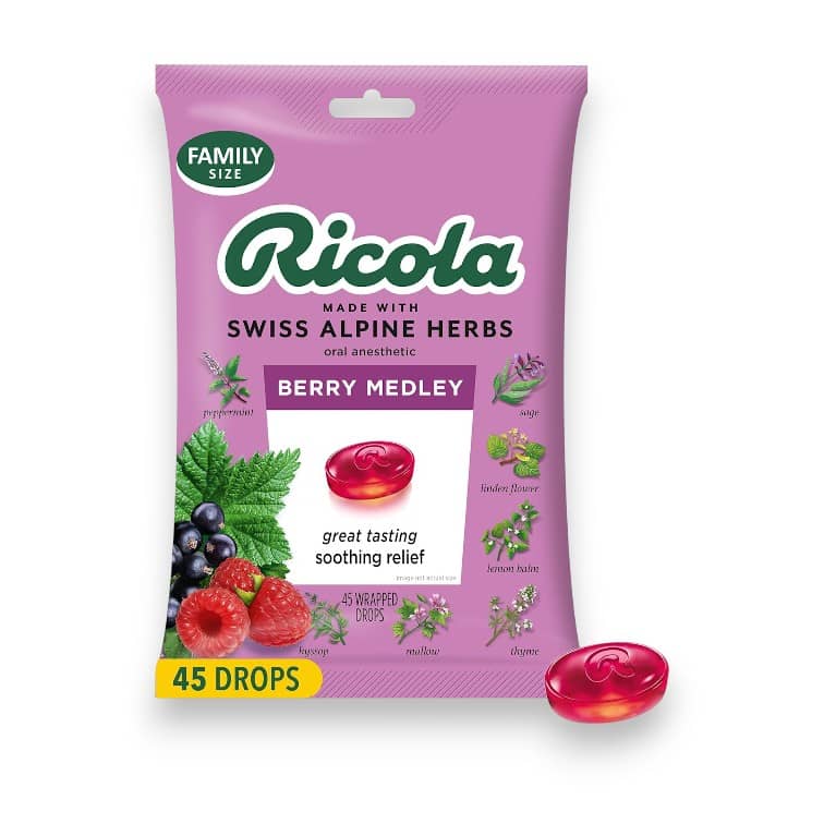 Ricola Berry Medley Throat Drops, 45 Count, Delicious Throat Relief & Care, Oral Anesthetic, Naturally Flavored 1