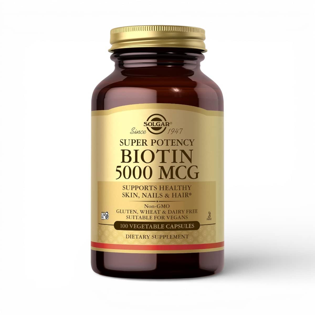 Solgar, Biotin, 5,000 mcg, 100 Vegetable Capsules 1