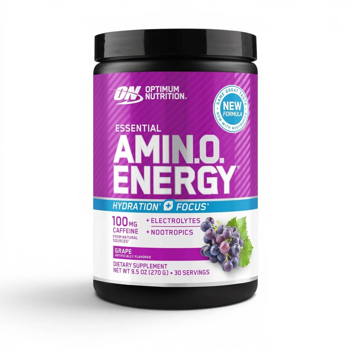 Optimum Nutrition, Amino Energy Powder Plus Focus, with BCAA, Electrolytes, and Caffeine, Grape, 30 Servings 1