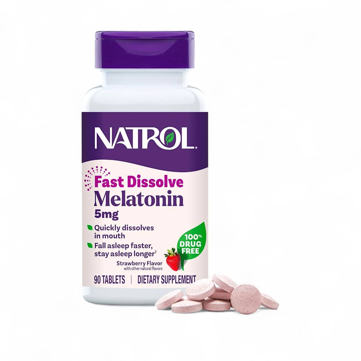 Natrol, Melatonin, Fast Dissolve, Strawberry, 5 mg, 90 Tablets 1