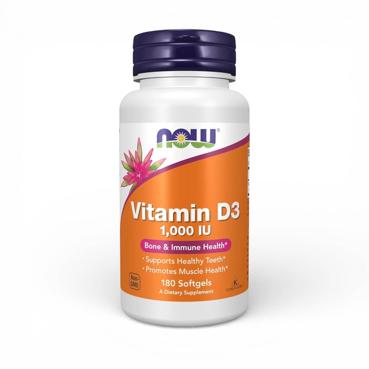 NOW Foods, Vitamin D-3, High Potency, 1,000 IU, 180 Softgels 1