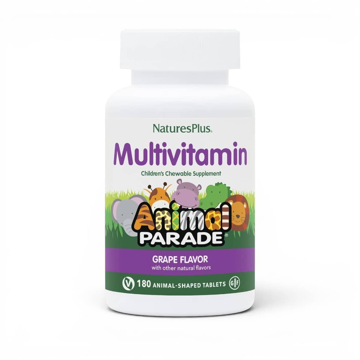NaturesPlus, Animal Parade®, Children's Chewable Multivitamin, Grape, 180 Animal-Shaped Tablets 1