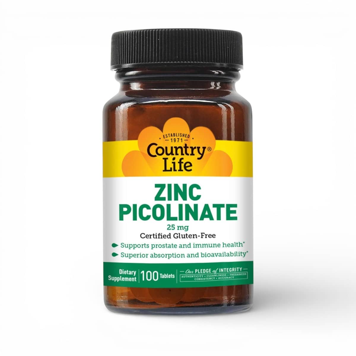 Country Life, Zinc Picolinate, 25 mg, 100 Tablets By Country Life 1