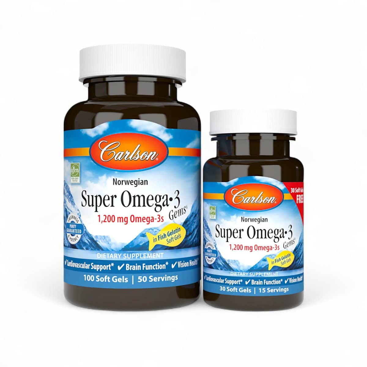 Carlson, Wild Caught Super Omega-3 Gems®, 100 + 30 Soft Gels 1