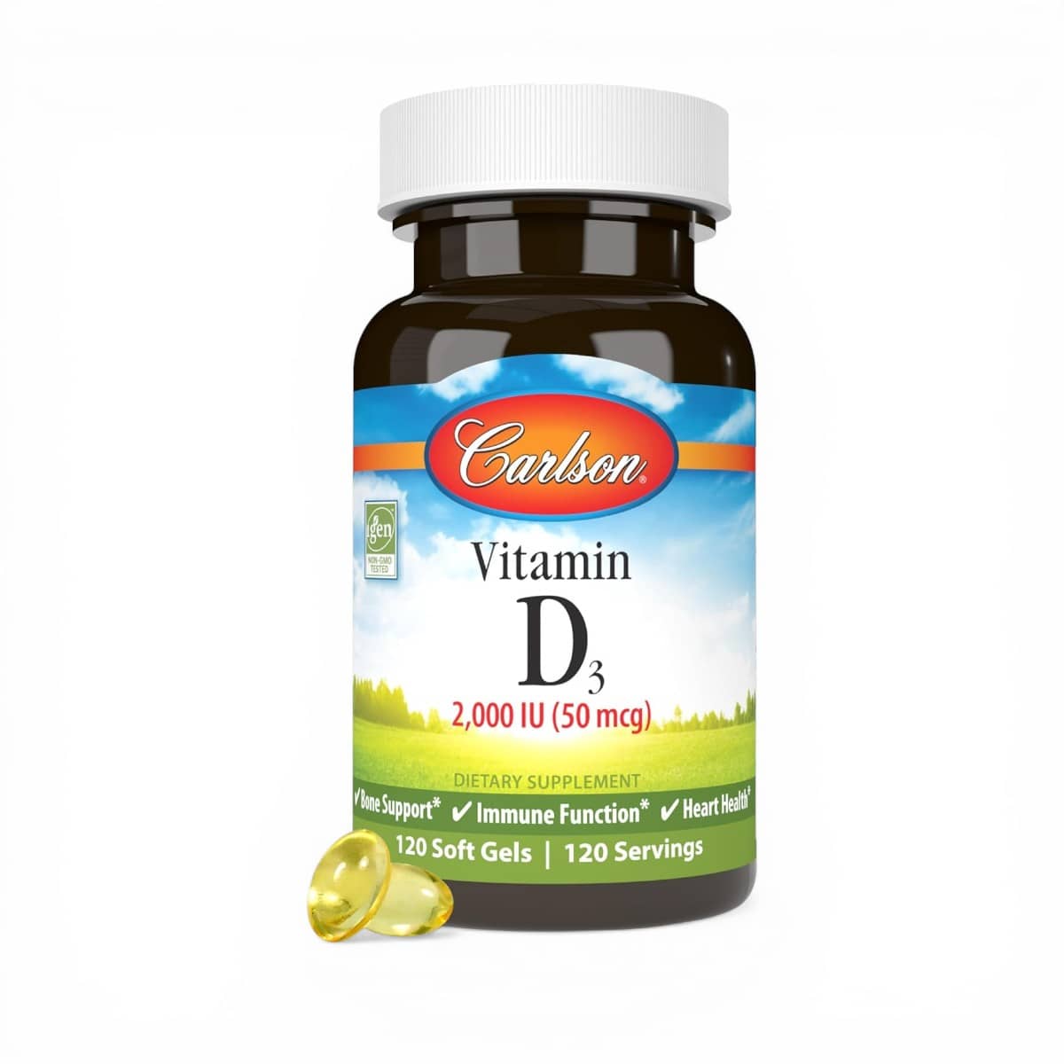 Carlson, Vitamin D3, 50 mcg (2,000 IU), 120 Soft Gels 1
