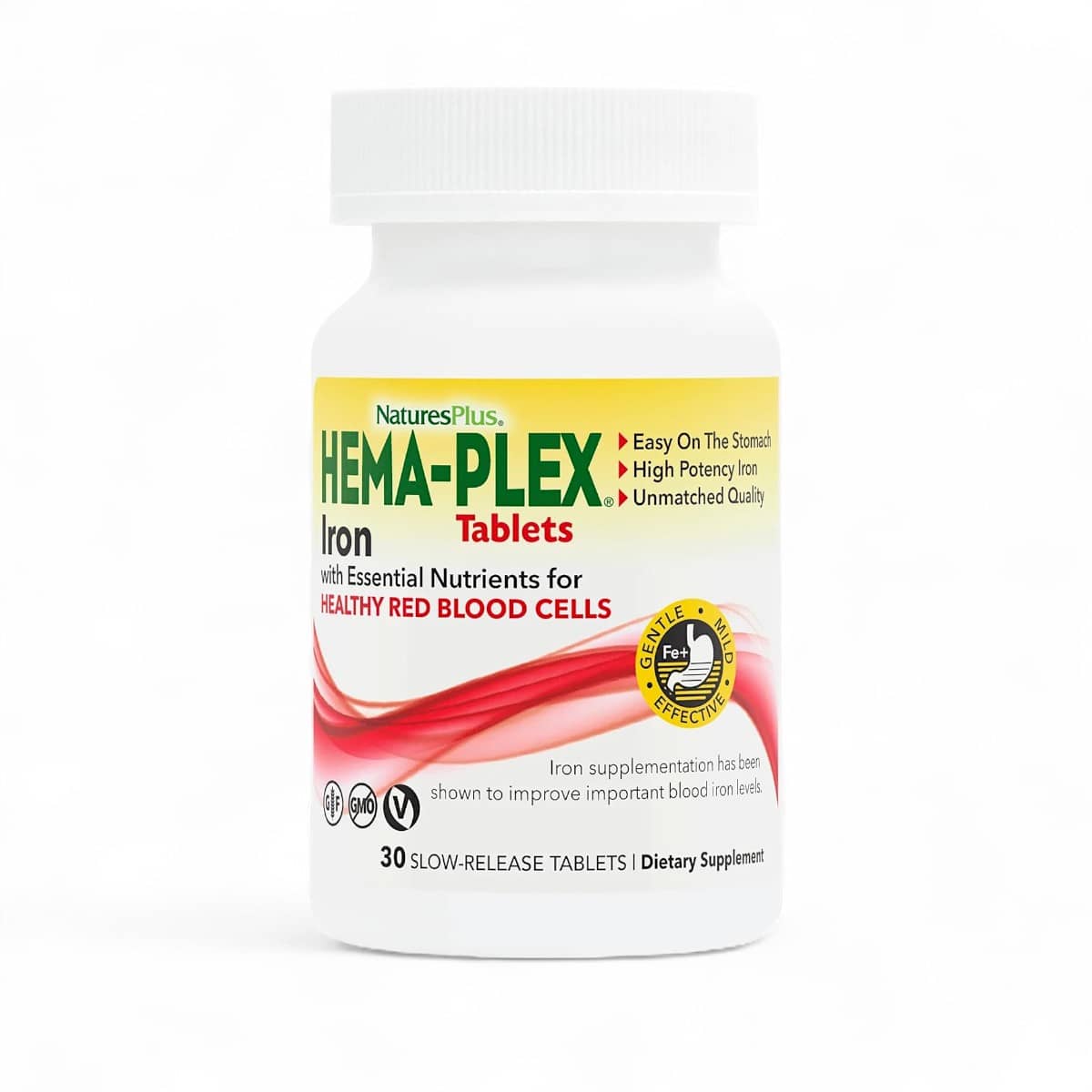 NaturesPlus, Hema-Plex, Iron with Essential Nutrients for Healthy Red Blood Cells, 30 Slow Release Tablets 1