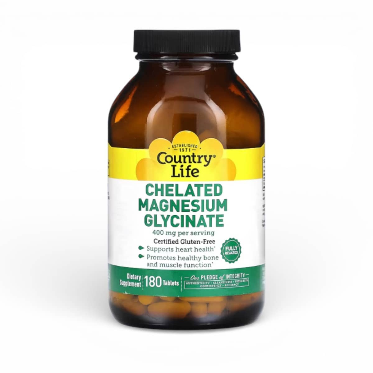 Country Life, Chelated Magnesium Glycinate, 180 Tablets (133 mg per Tablet) By Country Life 1