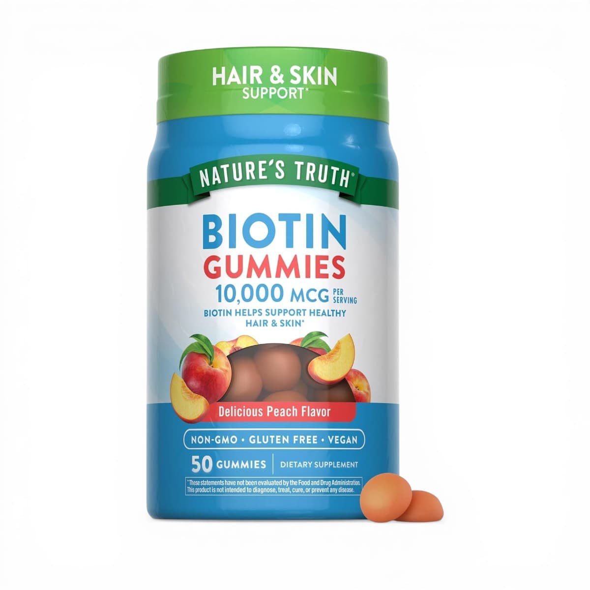 Nature's Truth, Biotin Gummies, Delicious Peach, 50 Gummies (5,000 mcg per Gummy)
