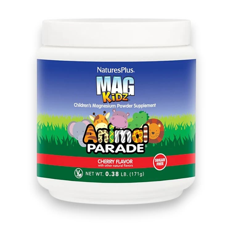 NaturesPlus, Mag Kidz, Animal Parade, Children's Magnesium Powder Supplement, Cherry, 0.38 lb (171 g)