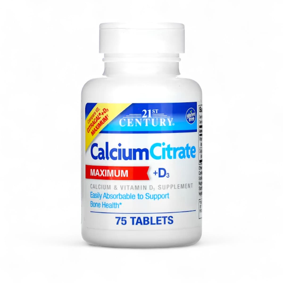 21st Century, Calcium Citrate + D3 Maximum, 75 Tablets