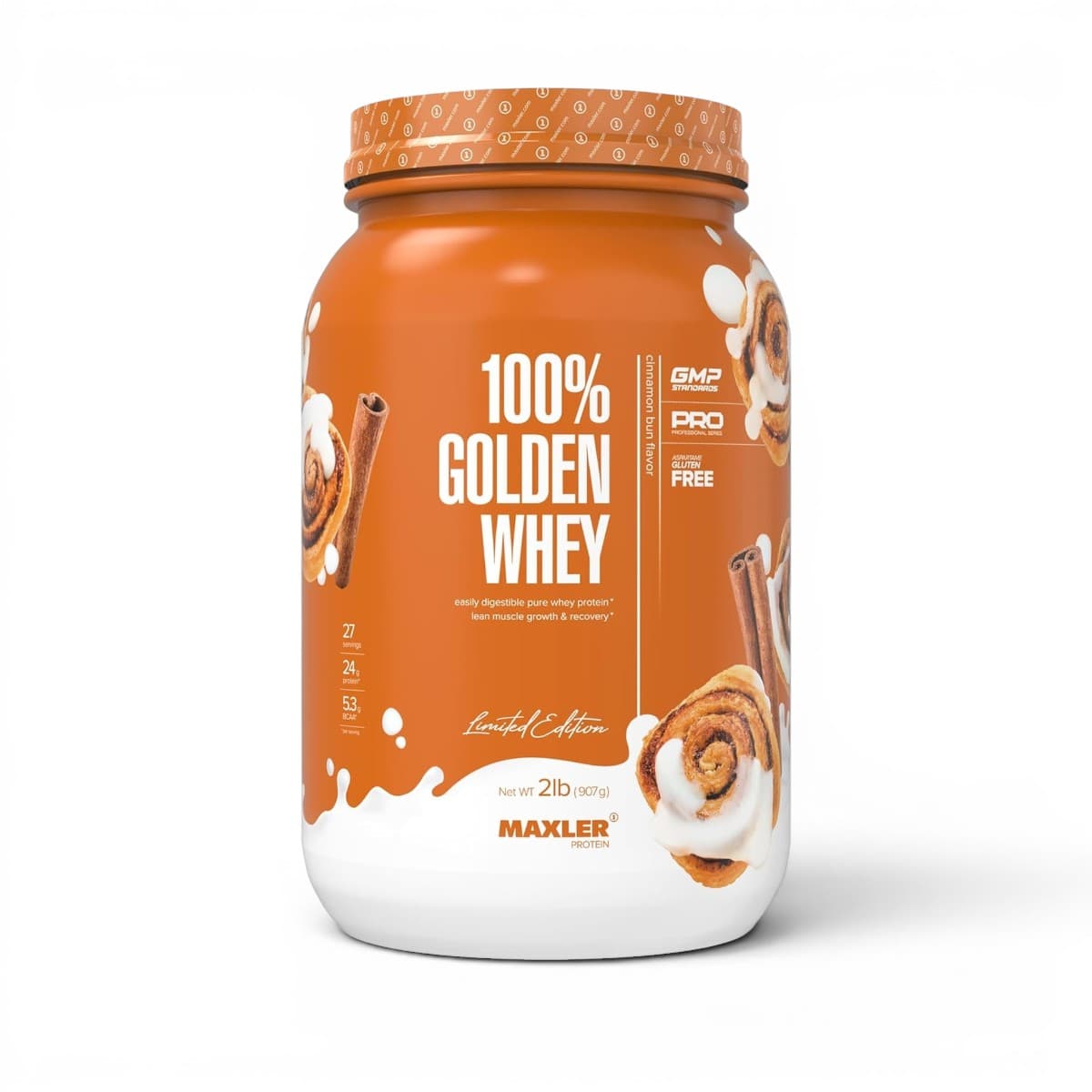 MAXLER, Golden whey protein , cinnamon bun flavor 907 g