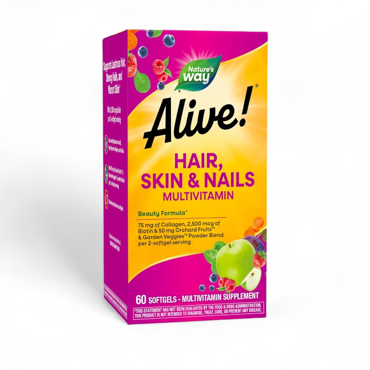 Nature's Way, Alive!® Hair, Skin & Nails Multivitamin, Strawberry, 60 Softgels