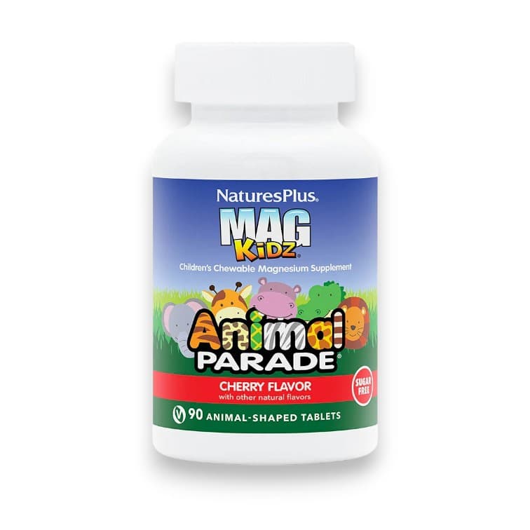 NaturesPlus, MagKidz, Animal Parade, Children's Chewable Magnesium, Cherry, 90 Animal-Shaped Tablets