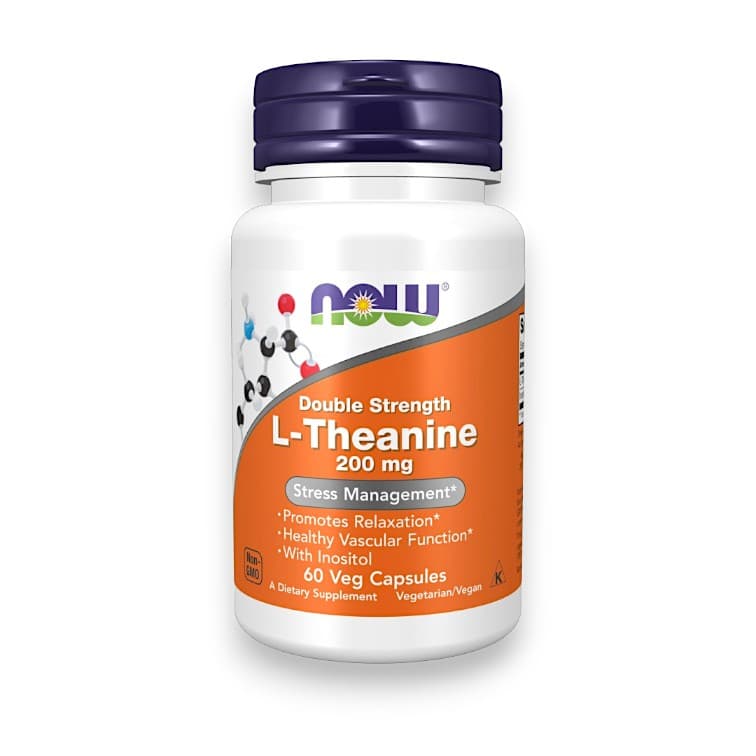 NOW Foods, L-Theanine, Double Strength, 200 mg, 60 Veg Capsules