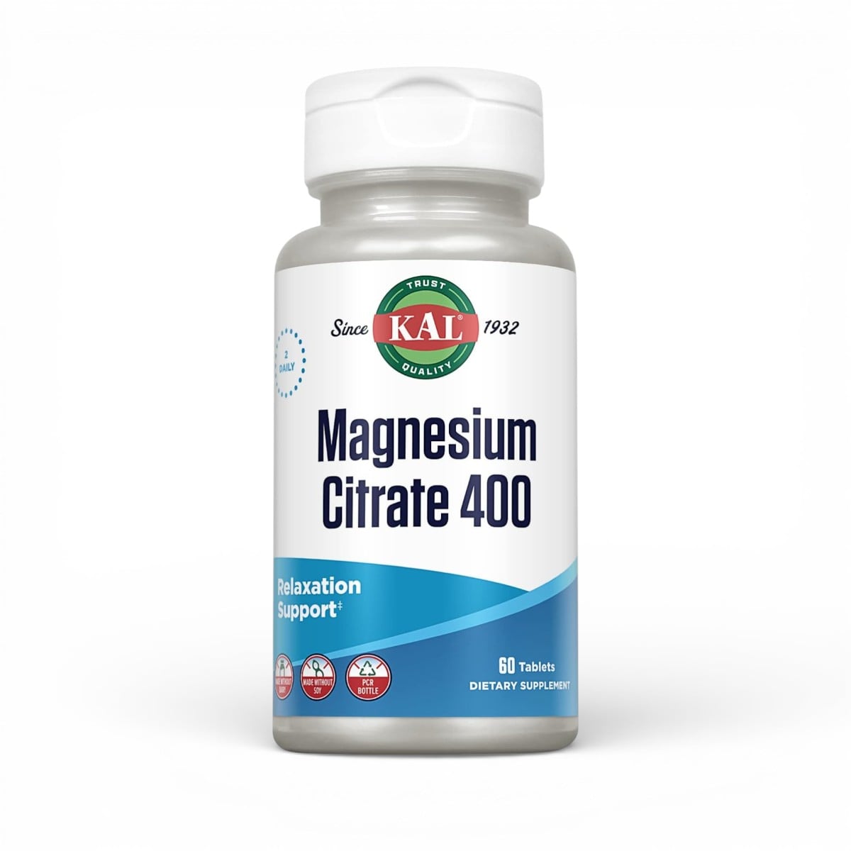 KAL, Magnesium Citrate 400, 60 Tablets (200 mg per Tablet) By KAL