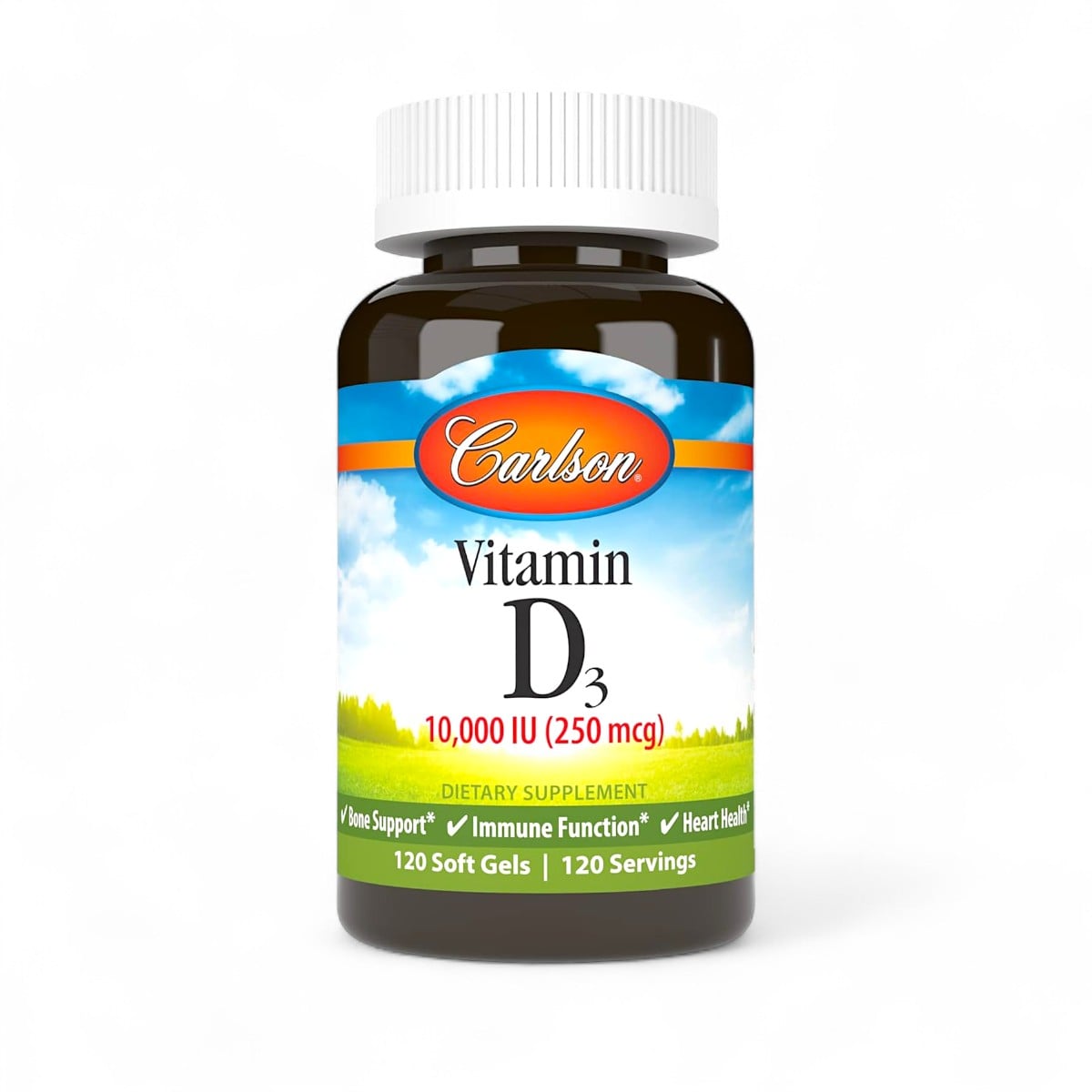 Carlson, Vitamin D3, 250 mcg (10,000 IU), 120 Soft Gels
