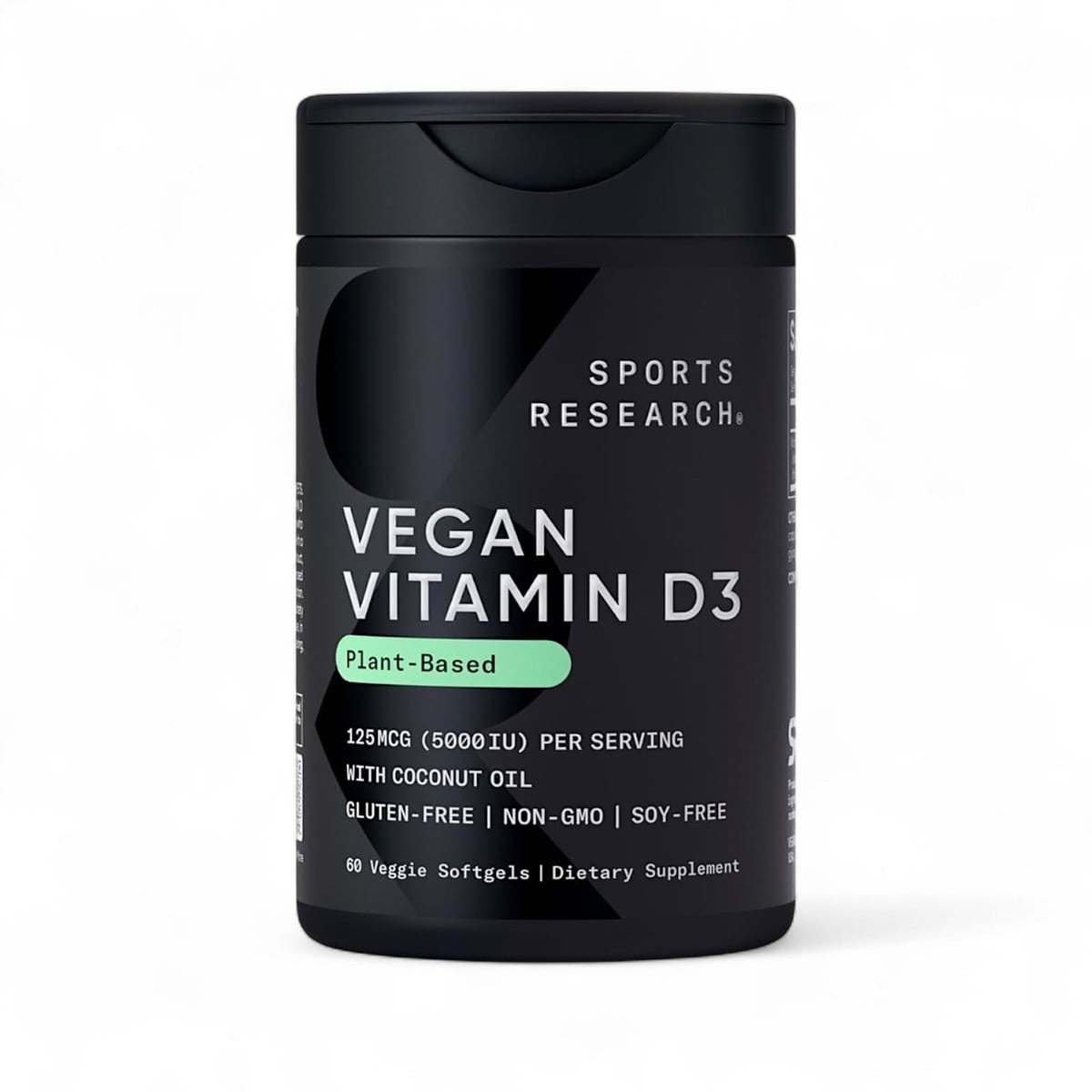 Sports Research, Vegan Vitamin D3, 125 mcg (5,000 IU), 60 Veggie Softgels