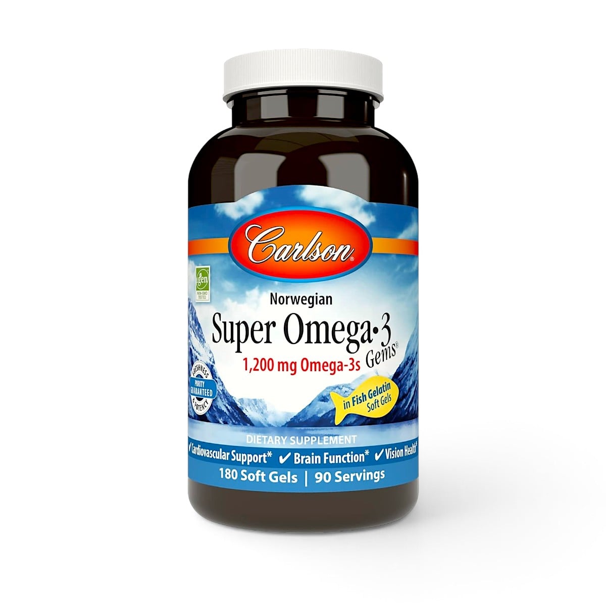 Carlson, Super Omega-3 Gems, 1,200 mg, 180 Soft Gels (600 mg per Soft Gel)
