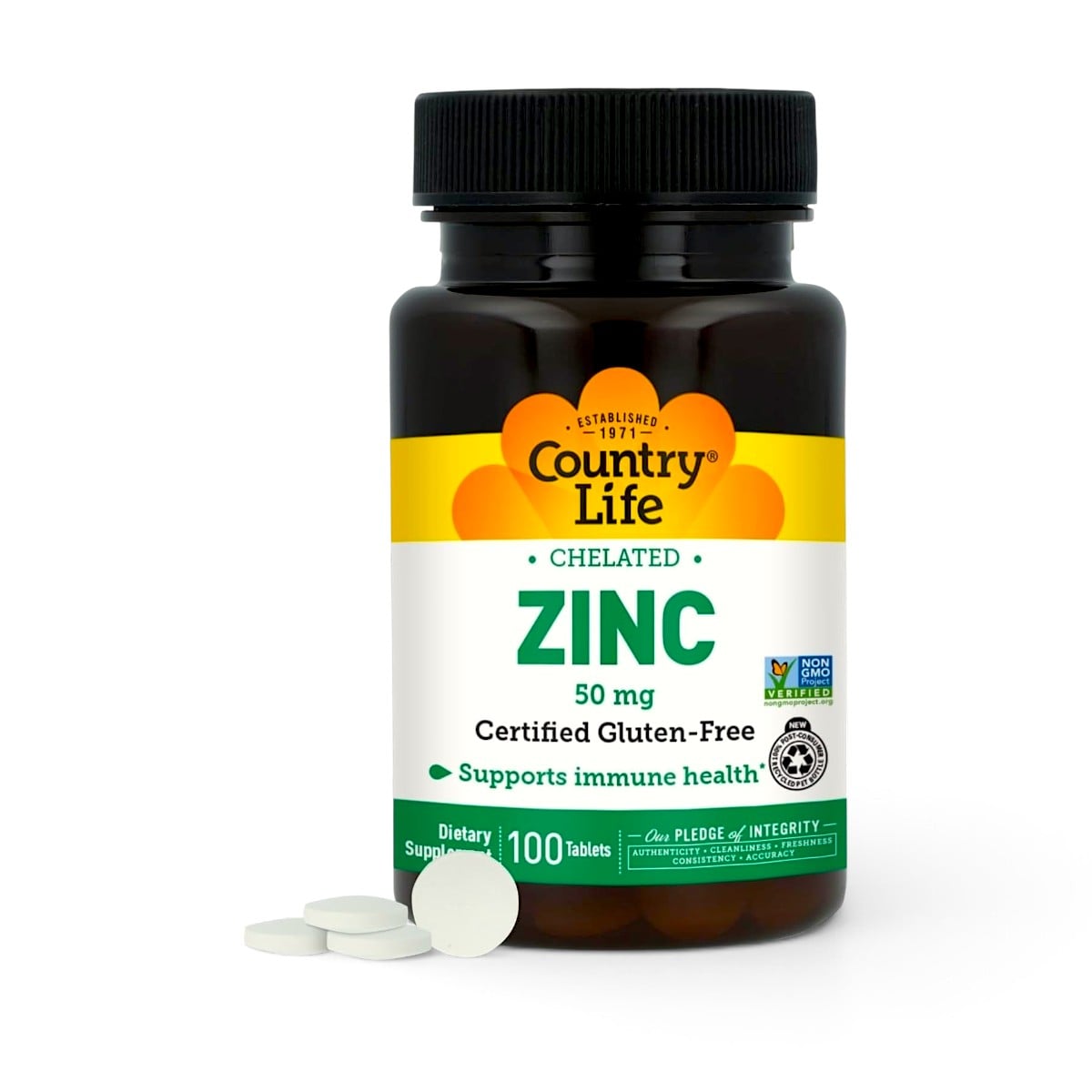 Country Life, Chelated Zinc, 50 mg, 100 Tablets